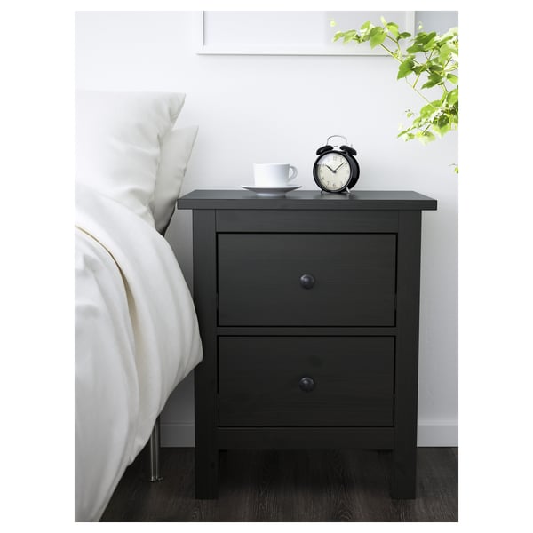 HEMNES chest of 2 drawers, black-brown, 54x66 cm