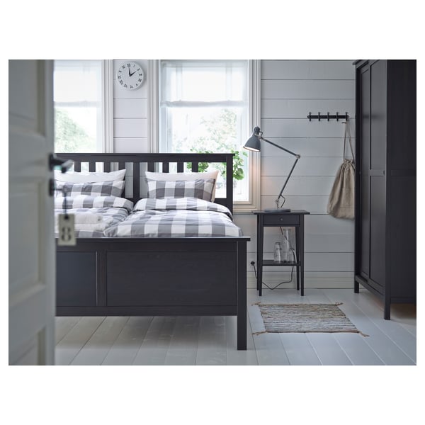 HEMNES bedside table, black-brown, 46x35 cm