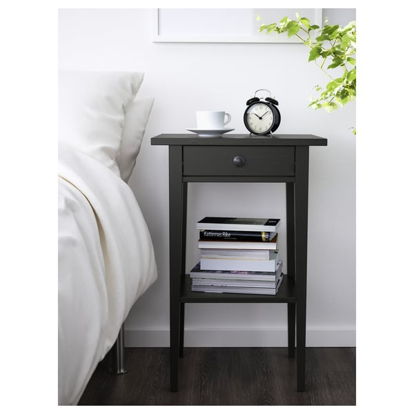 HEMNES bedside table, black-brown, 46x35 cm