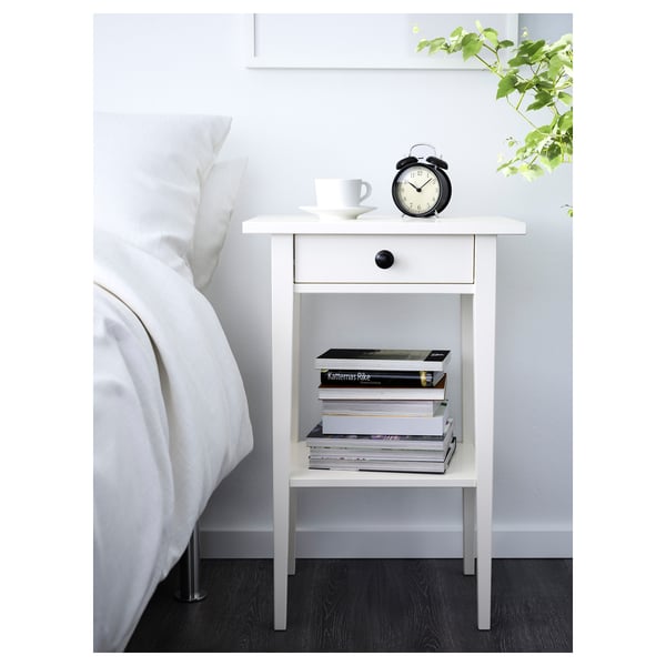HEMNES bedside table, white stain, 46x35 cm