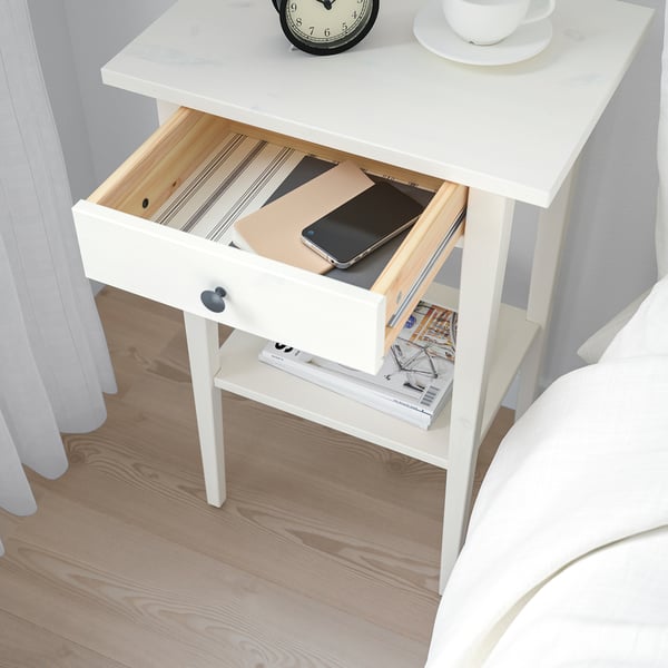 HEMNES bedside table, white stain, 46x35 cm