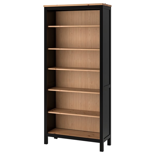 HEMNES bookcase, black-brown/light brown, 90x197 cm