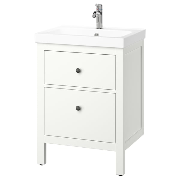 HEMNES / ORRSJÖN wash-stnd w drawers/wash-basin/tap, white, 62x49x89 cm