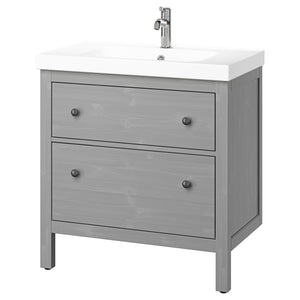 HEMNES / ORRSJÖN wash-stnd w drawers/wash-basin, grey, 82x49x89 cm