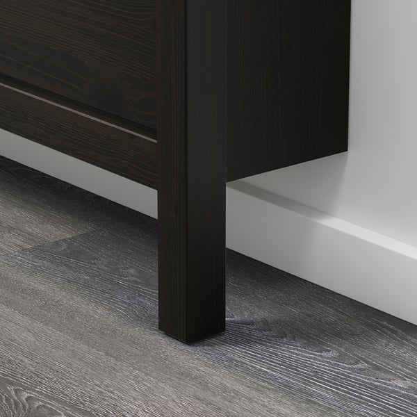 HEMNES shoe cabinet with 4 compartments, black-brown, 107x22x101 cm