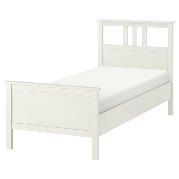 HEMNES bed frame, white stain/Lindbåden, 90x200 cm
