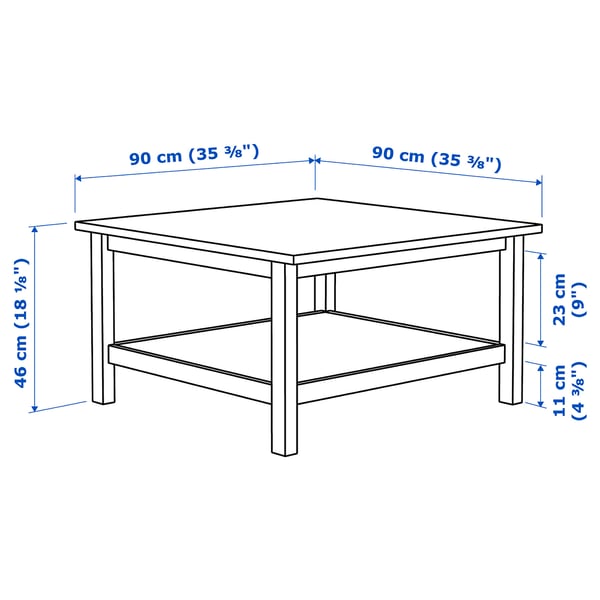HEMNES coffee table, white stain/light brown, 90x90 cm