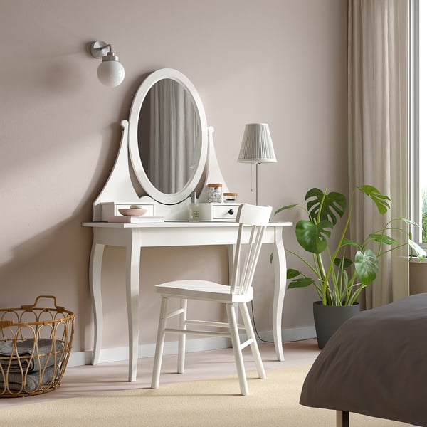 HEMNES dressing table with mirror, white, 100x50 cm