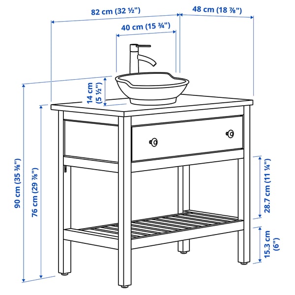 HEMNES / VÄSTERSJÖN open wsh-stnd w drw/wash-basin/tap, white, 82x48x90 cm