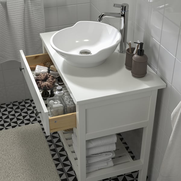 HEMNES / VÄSTERSJÖN open wsh-stnd w drw/wash-basin/tap, white, 82x48x90 cm