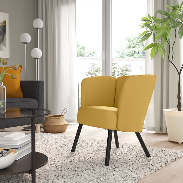 HERRÅKRA armchair, Diseröd dark yellow, 49x71x66 cm
