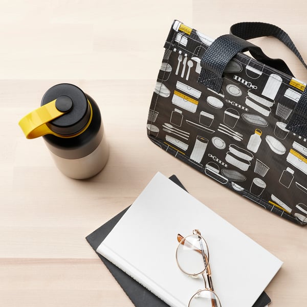 HETLEVRAD insulated flask, stainless steel/black, 0.5 l