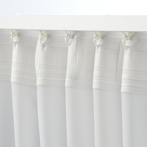 HILJA curtains, 1 pair, white/with heading tape, 145x300 cm