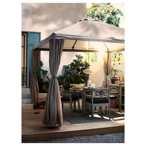 HIMMELSÖ curtain for gazebo, grey-beige