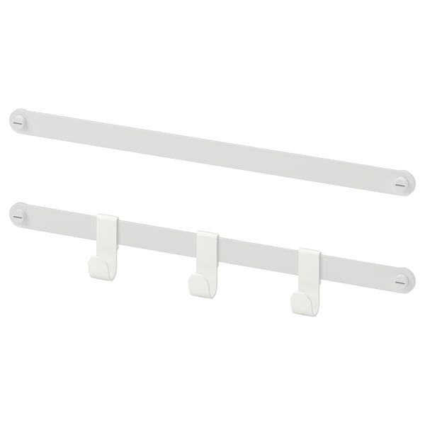 HJÄLPA 2 suspension rails + 3 hooks, white, 40 cm