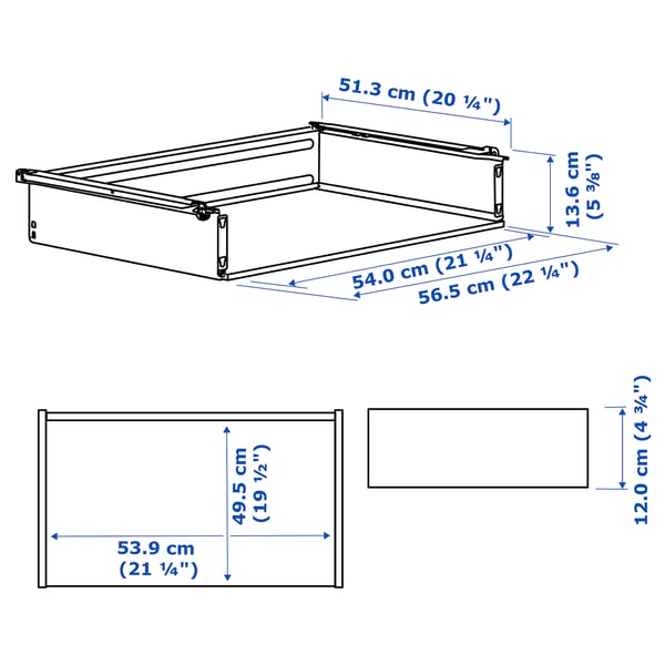 HJÄLPA drawer without front, white, 60x55 cm