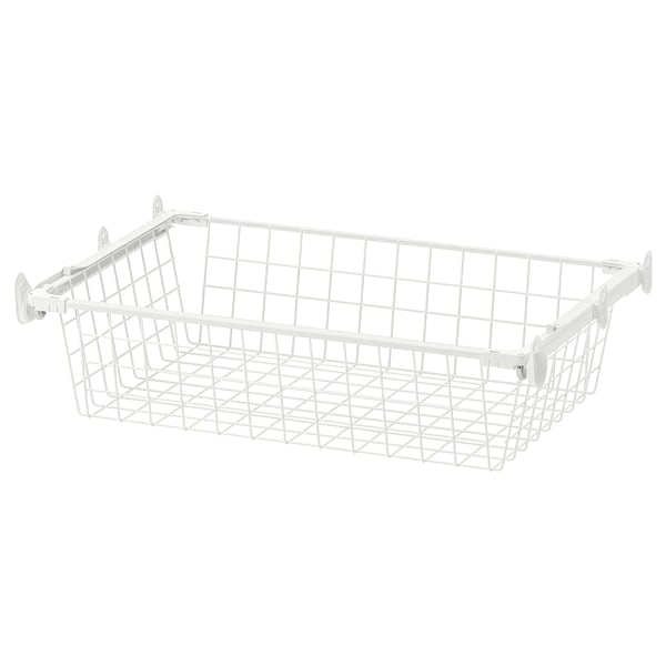 HJÄLPA wire basket with pull-out rail, white, 60x40 cm