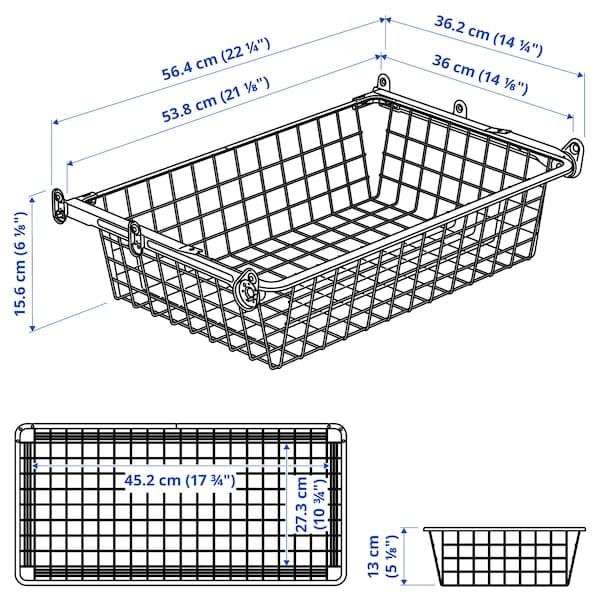 Ikea HJÄLPA - Wire basket with pull-out rail, white, 60x40 cm