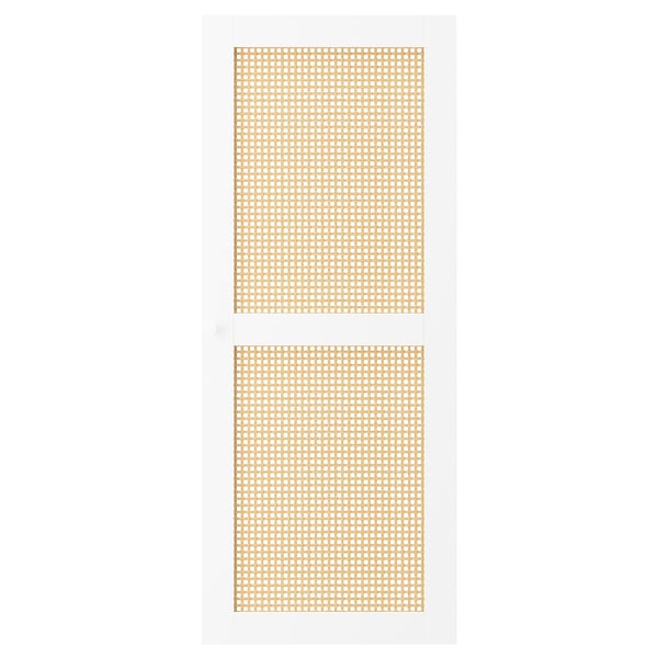 HÖGADAL door, white/woven bamboo, 40x97 cm
