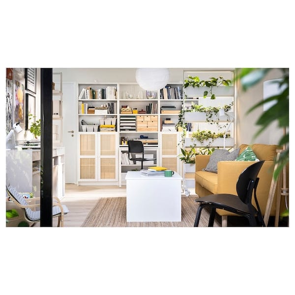 Ikea HÖGADAL - Door, white/woven bamboo, 40x97 cm