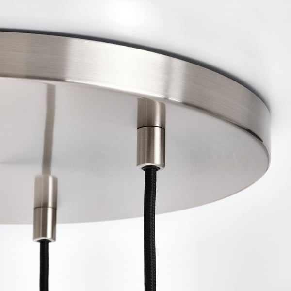 HÖGVIND pendant lamp with 3 lamps, nickel-plated/grey glass, 41 cm