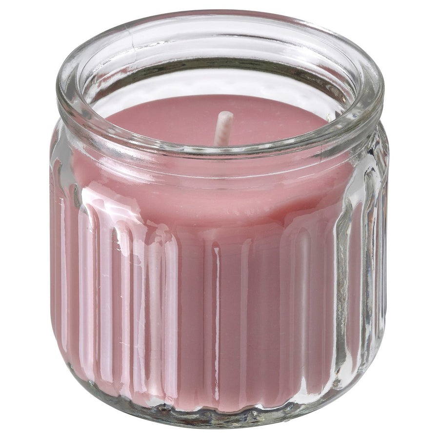 HÖKGÖK scented candle in glass, Red berries light pink, 5 cm