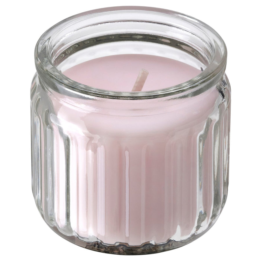 HÖKGÖK scented candle in glass, Pink flowers pale pink, 5 cm