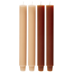 HÖSTAGILLE unscented chandelier candle, brown-orange/beige, 25 cm, 4 pack