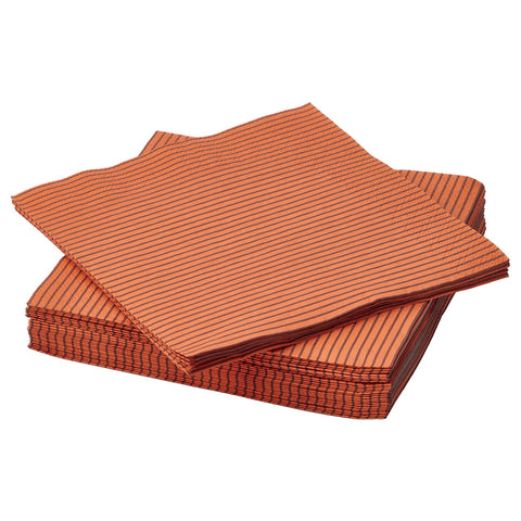 HÖSTAGILLE paper napkin, striped/orange, 33x33 cm, 30 pack