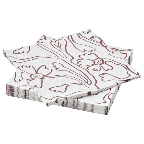 HÖSTAGILLE paper napkin, patterned/Flowers, 33x33 cm, 30 pack