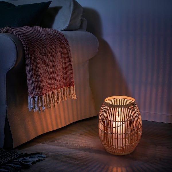 Ikea HÖVISK - Lantern for block candle, handmade bamboo, 29 cm