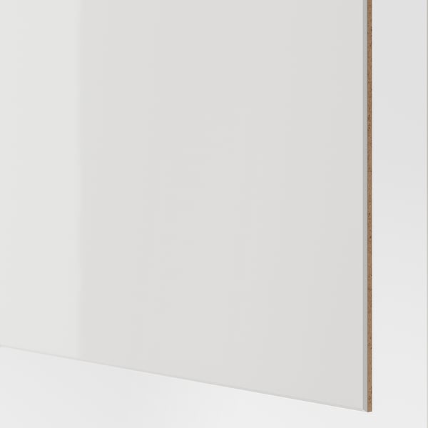 HOKKSUND pair of sliding doors, high-gloss light grey, 150x236 cm