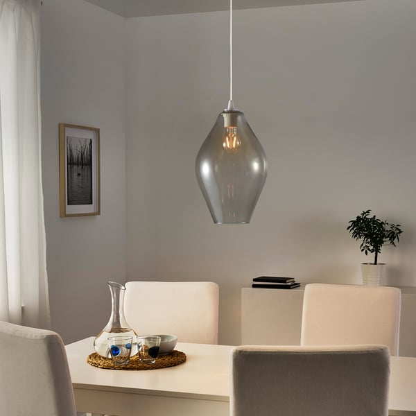 HOLMEJA pendant lamp shade, grey, 22 cm