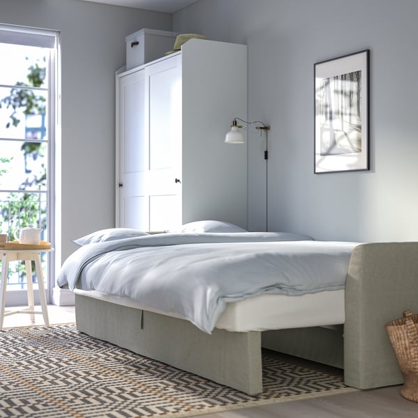 HOLMSUND 3-seat sofa bed, Borgunda beige, 201x231 cm