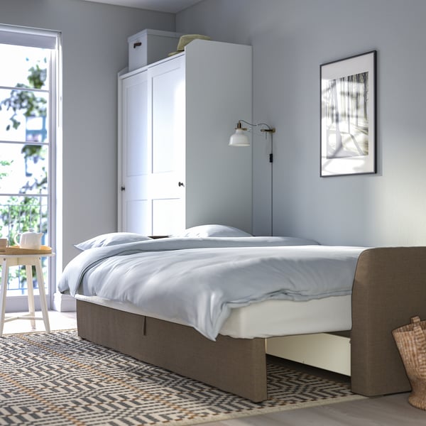 HOLMSUND 3-seat sofa bed, Kilanda grey-brown, 201x231 cm