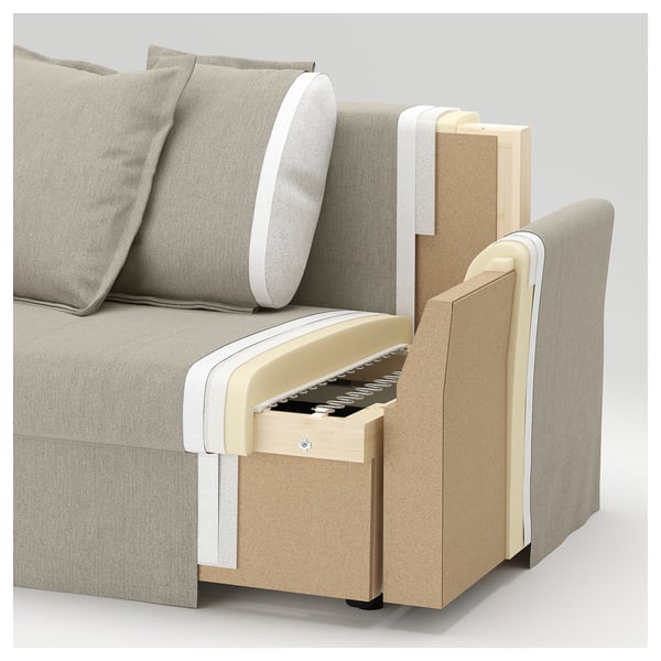 HOLMSUND 3-seat sofa bed, Kilanda grey-brown, 201x231 cm