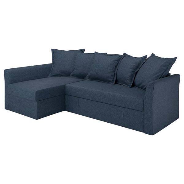 HOLMSUND corner sofa-bed, Kilanda dark blue, 204x140 cm