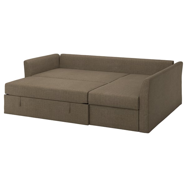 HOLMSUND corner sofa-bed, Kilanda grey-brown, 204x140 cm