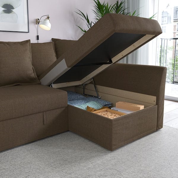 Ikea HOLMSUND - Corner sofa bed, Kilanda dove-grey