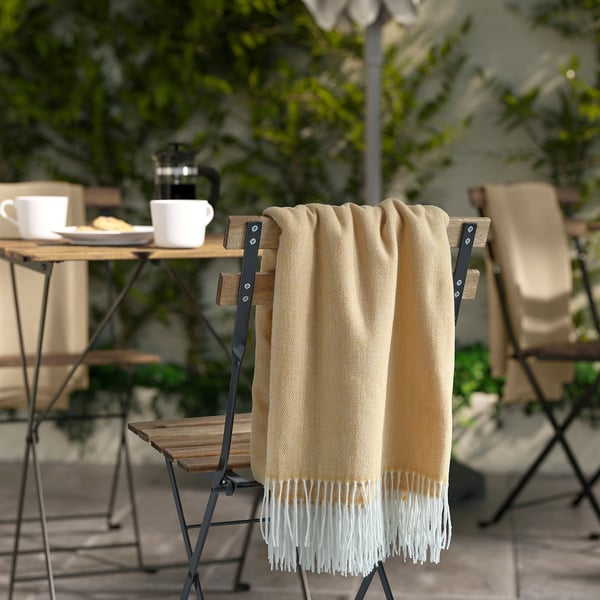 HOLMVI throw, beige-yellow, 120x160 cm
