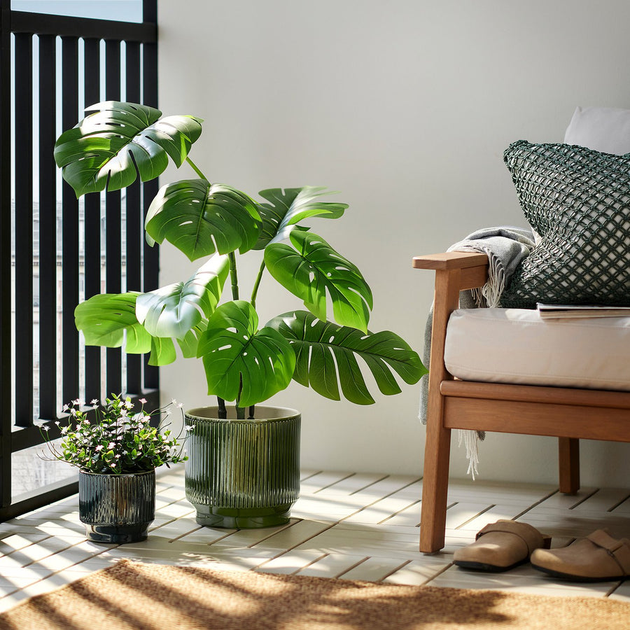 HONUNGSPALM plant pot, in/outdoor/green, 19 cm