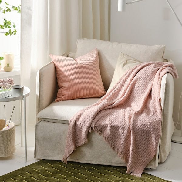 Ikea HORNMAL - Throw, light pink, 130x170 cm