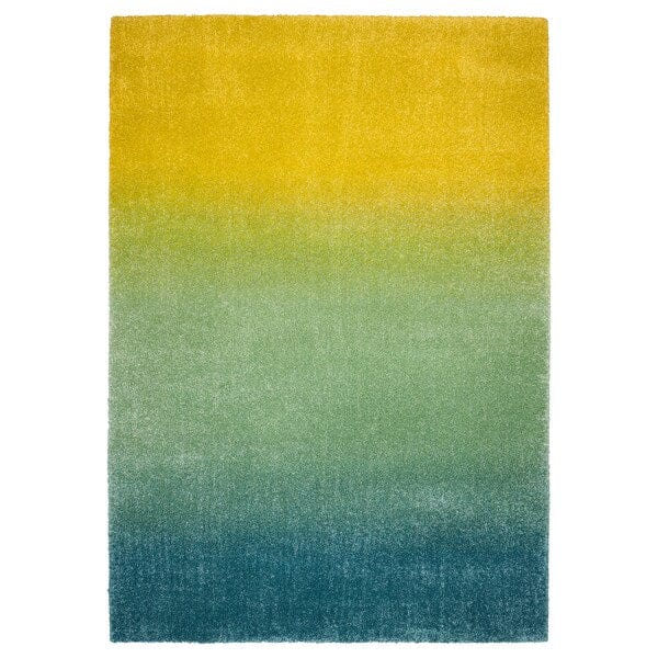 Ikea HOTELLRUM - Rug, high pile, blue/green yellow, 133x195 cm