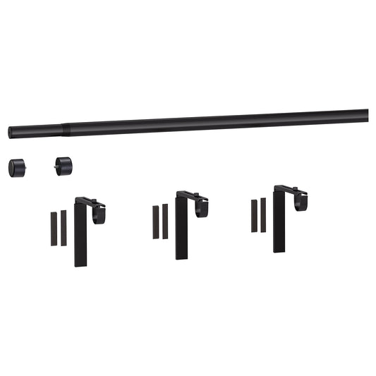 HUGAD curtain rod combination, with wall/ceiling brackets/with finials white, 120-210 cm
