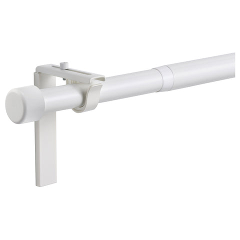 HUGAD curtain rod combination, with wall/ceiling brackets/with finials white, 120 cm