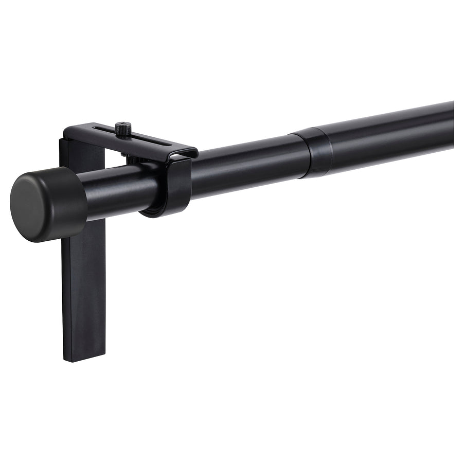 HUGAD curtain rod combination, with wall/ceiling brackets/with finials black, 120 cm