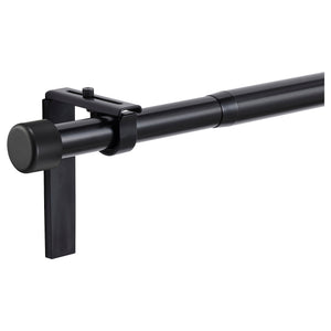 HUGAD curtain rod combination, with wall/ceiling brackets/with finials black, 210-385 cm