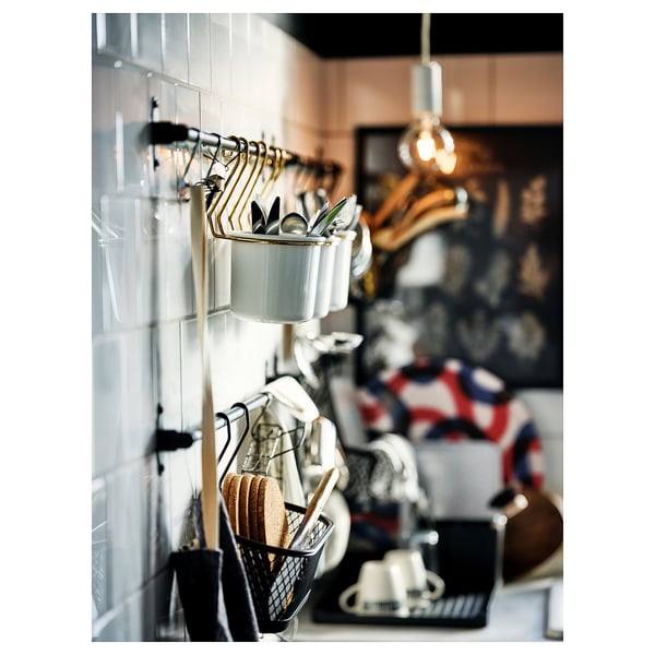 HULTARP container, white/brass-colour polished, 14x16 cm