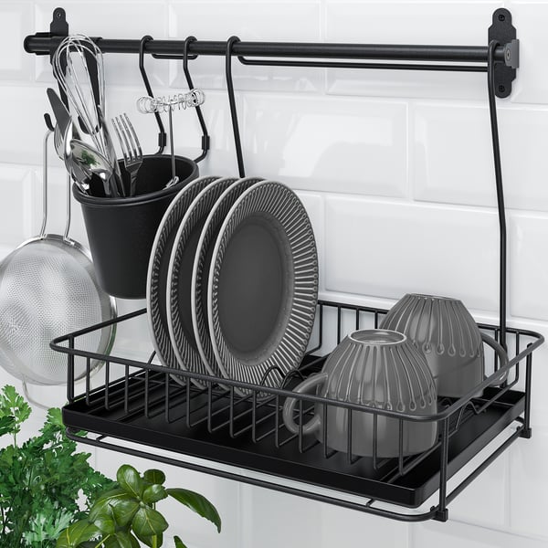 HULTARP dish drainer, black, 29.8x38.5 cm