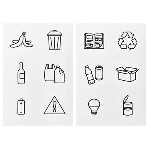 HUSBONDE 12-piece sticker set, waste & sort, 55 mm